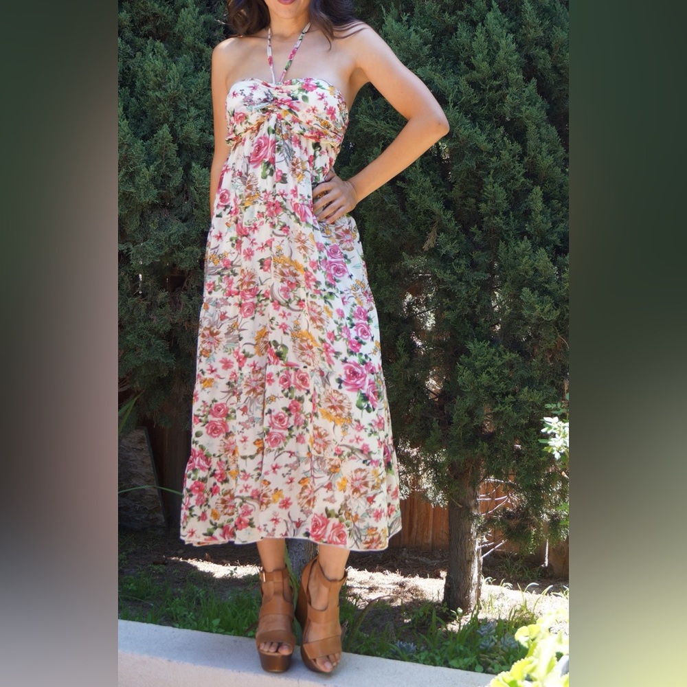 Rachel & Chloe Floral Print Halter Midi Dress Size - Picture 4 of 5